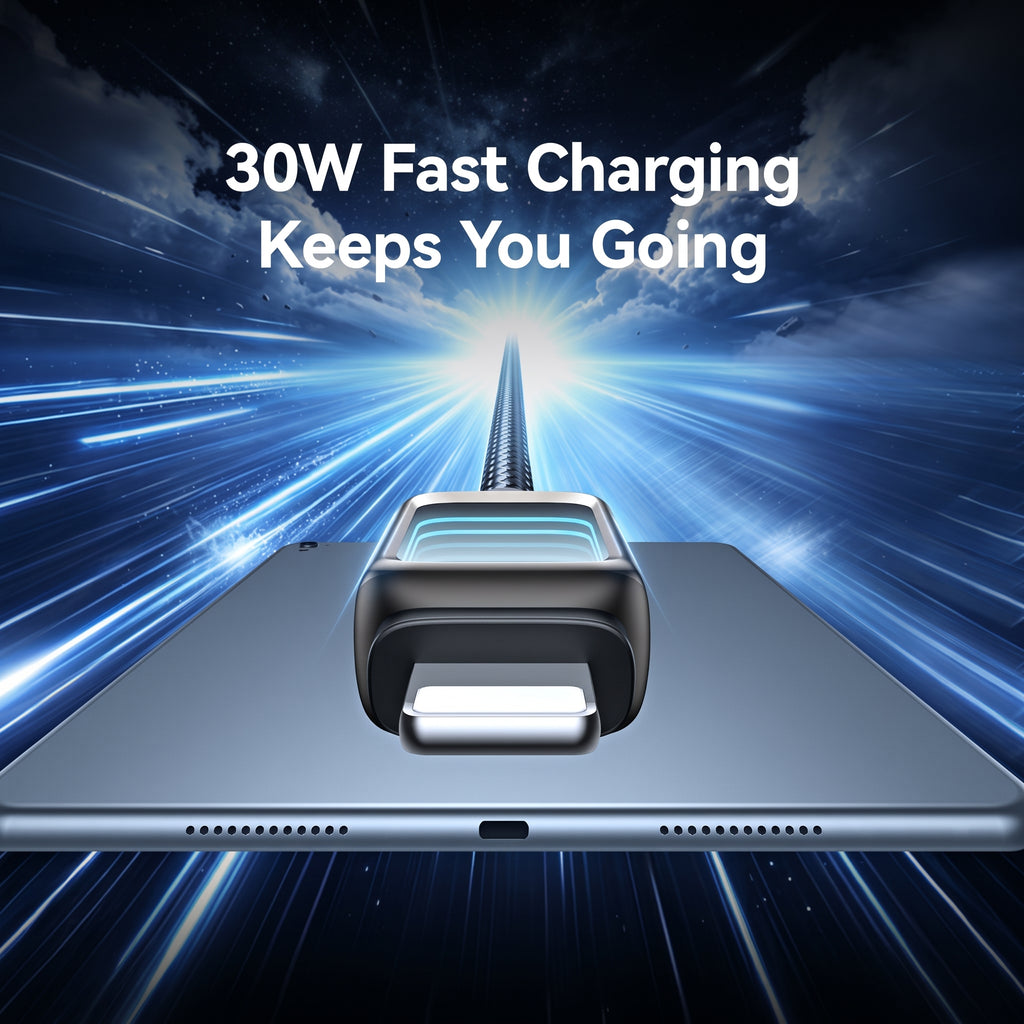 USAMS SJ819 U111 30W Type-C to Lightning Fast Charging Cable with Infinity Mirror LED Light (1.2m)