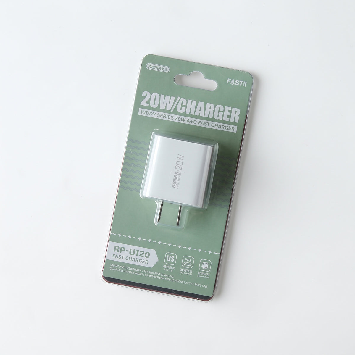 REMAX RP-U120 Kiddy Series 20W Dual Port (USB-C + USB-A) Fast Wall Charger (US Plug)