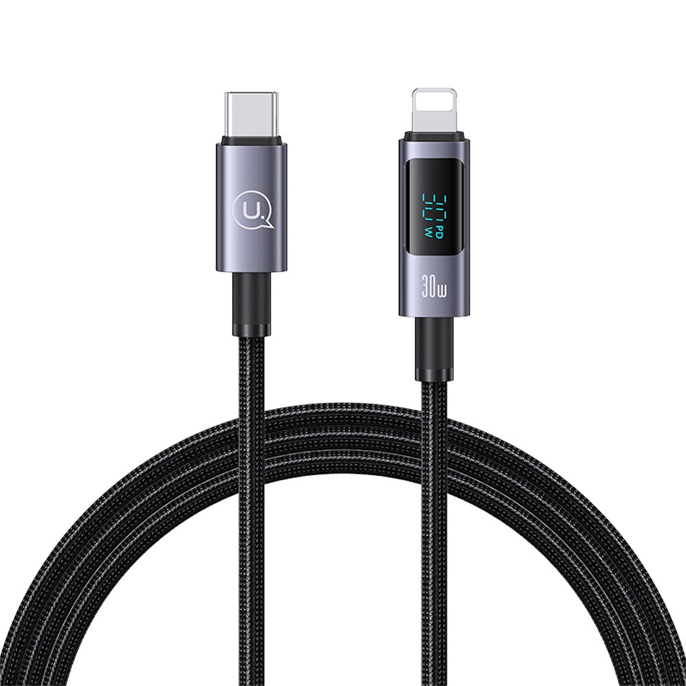 USAMS SJ672 Sufeng Series 30W USB-C to Lightning Fast Charging Digital Display Cable (1.2m)