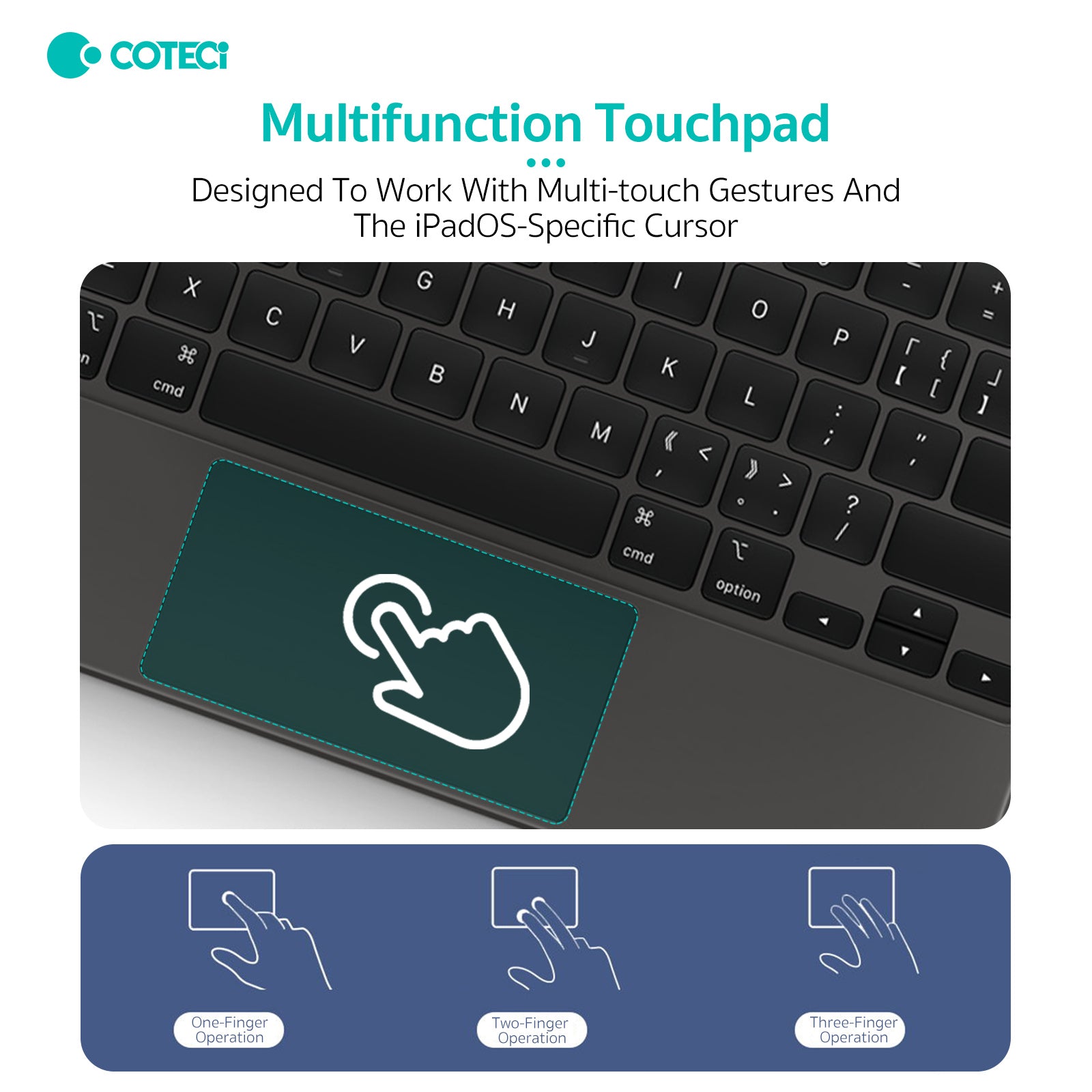 COTECi Smart Magic Keyboard Magnetic Case with Trackpad for iPad