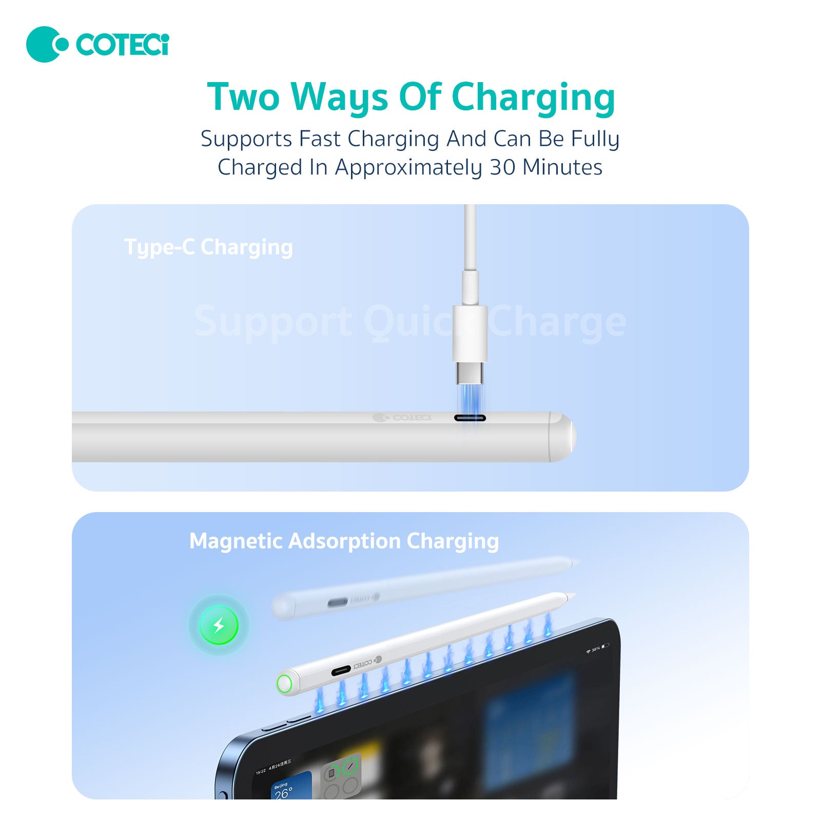 COTECi P5 Specific Pad Capacitive Stylus Pen l Magnetic Wireless Charging