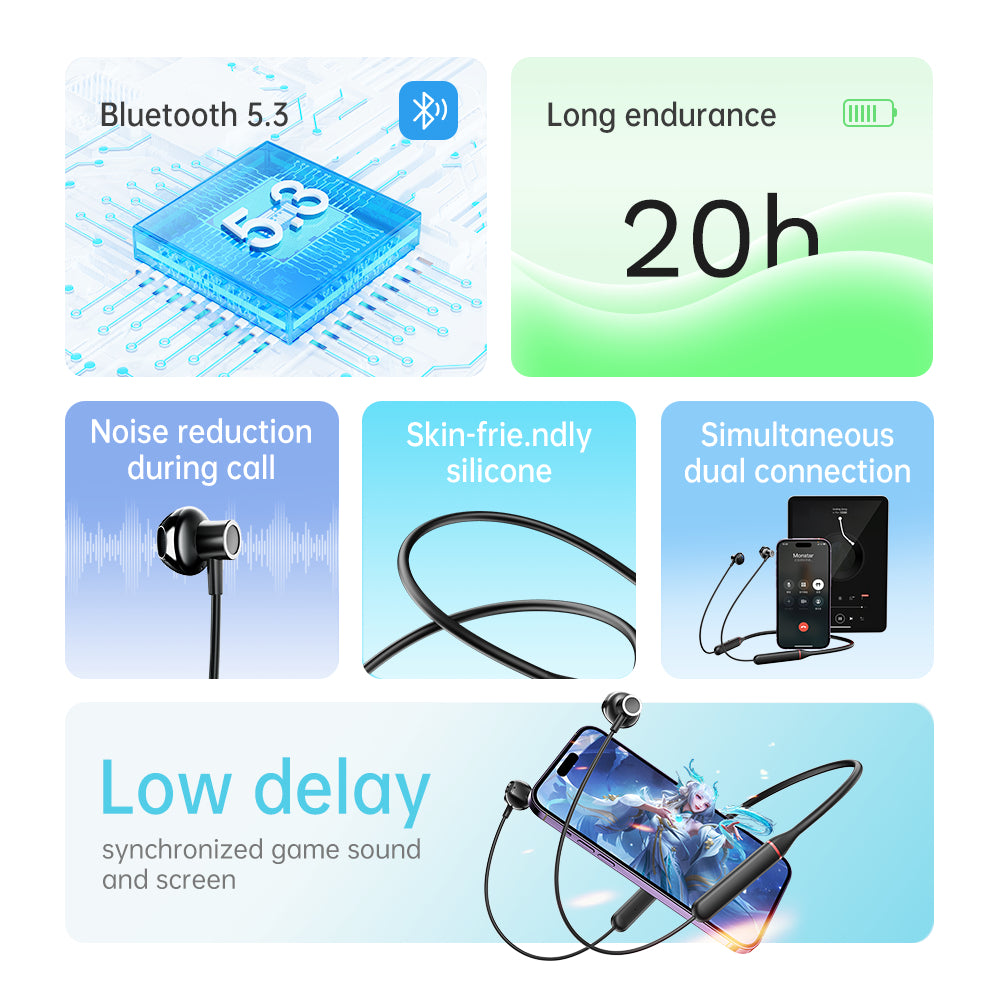 ROCK Y6 Sports Wireless Neckband Headphones l 20H Playtime