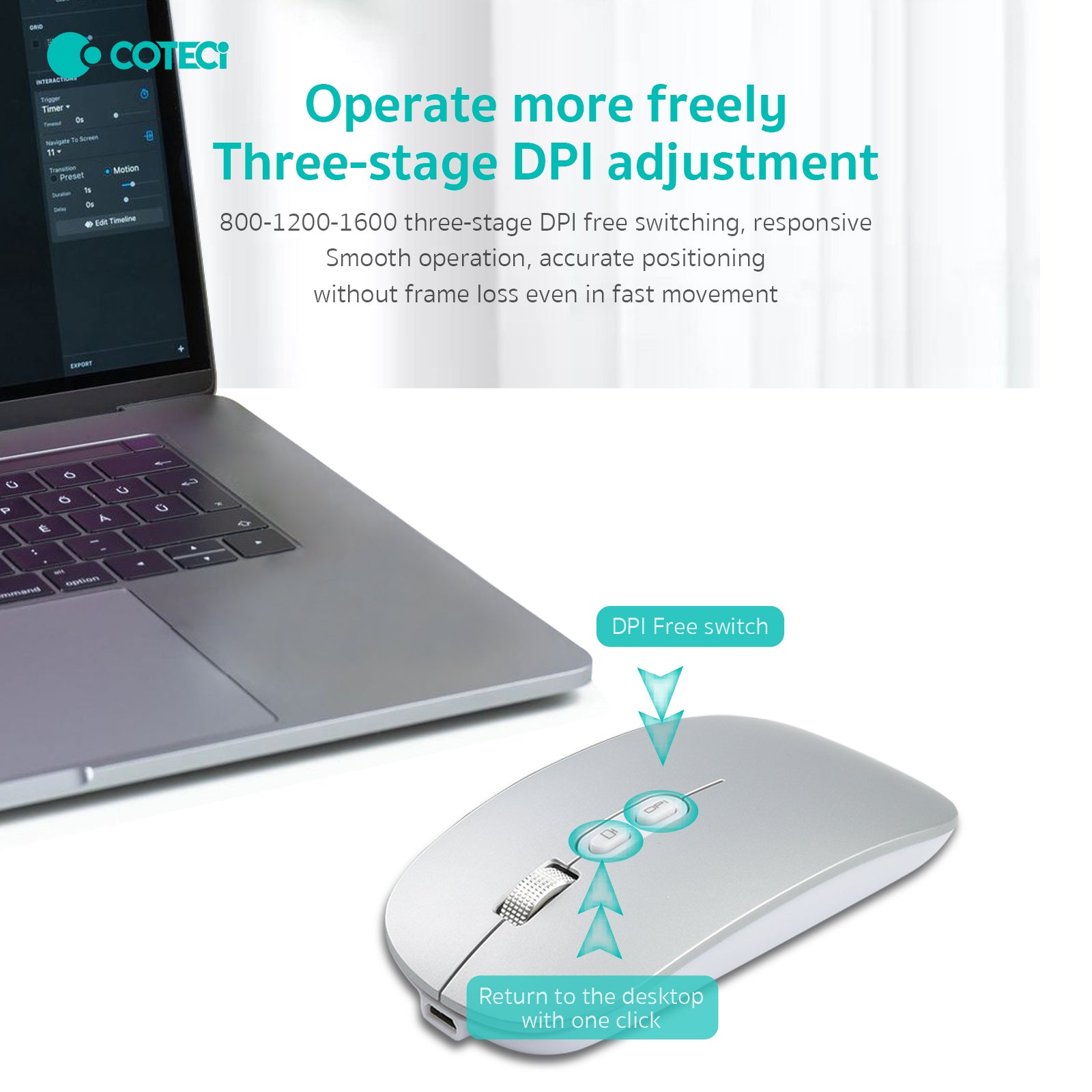 COTECi 84005 Classic Bluetooth Wireless Mouse – Rechargeable