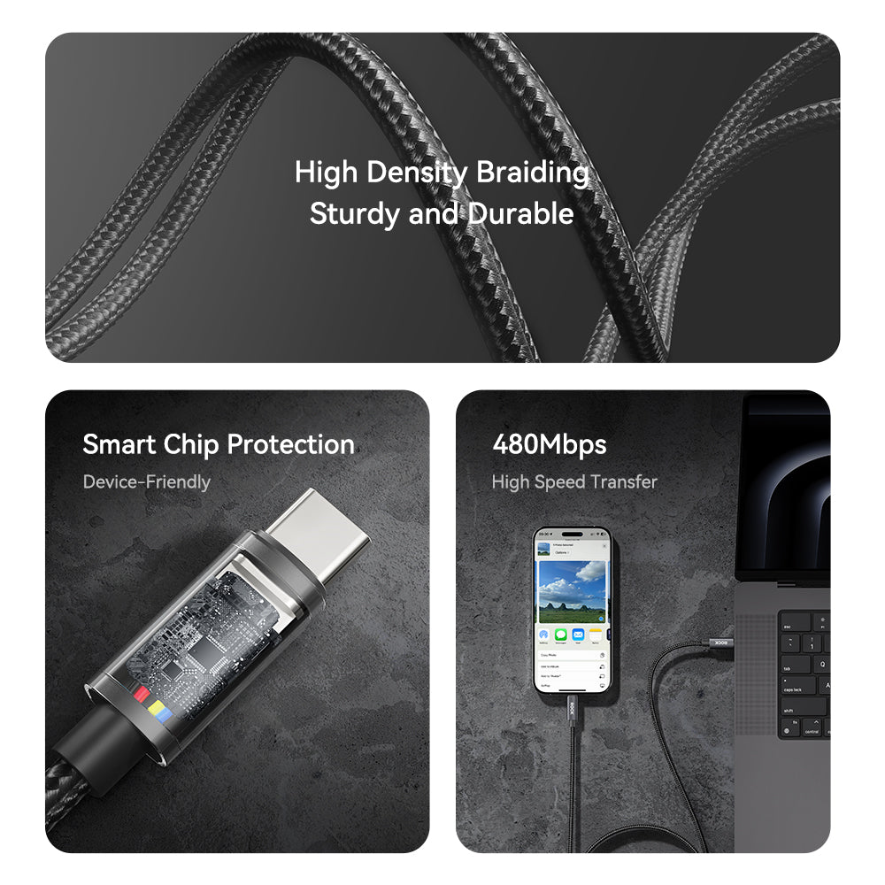 ROCK Z28 60W Type-C to Type-C Fast Charging Braided Data Cable