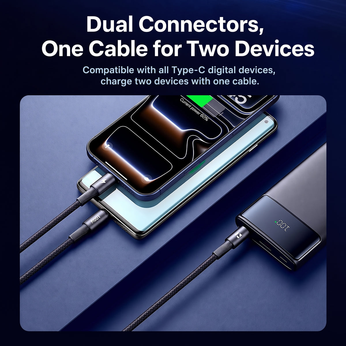 REMAX CB25 100W 2-in-1 Type-C to Type-C & Lightning Braided Fast Charging Cable (1.2m)