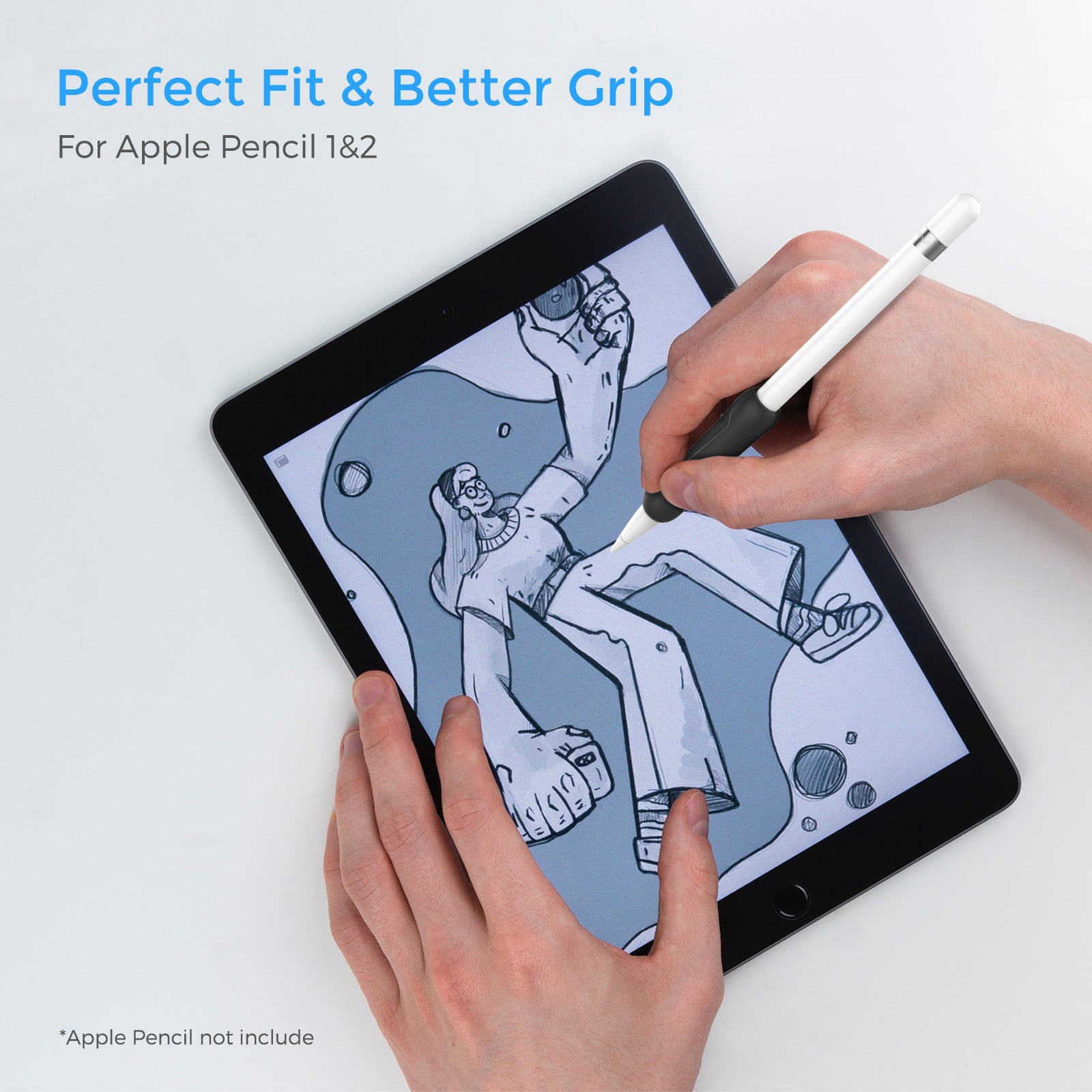 Premium Silicone Grip Holder for Apple Pencil (3-Pack) l Ergonomic Anti-Slip Sleeve