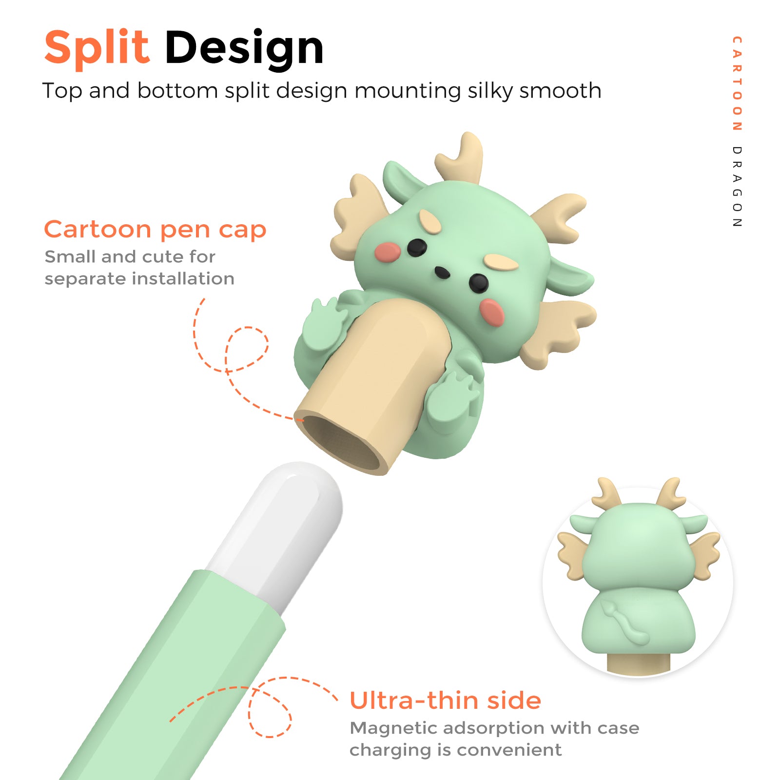 Cute Cartoon Dragon Silicone Case for Apple Pencil Pro 2nd Generation