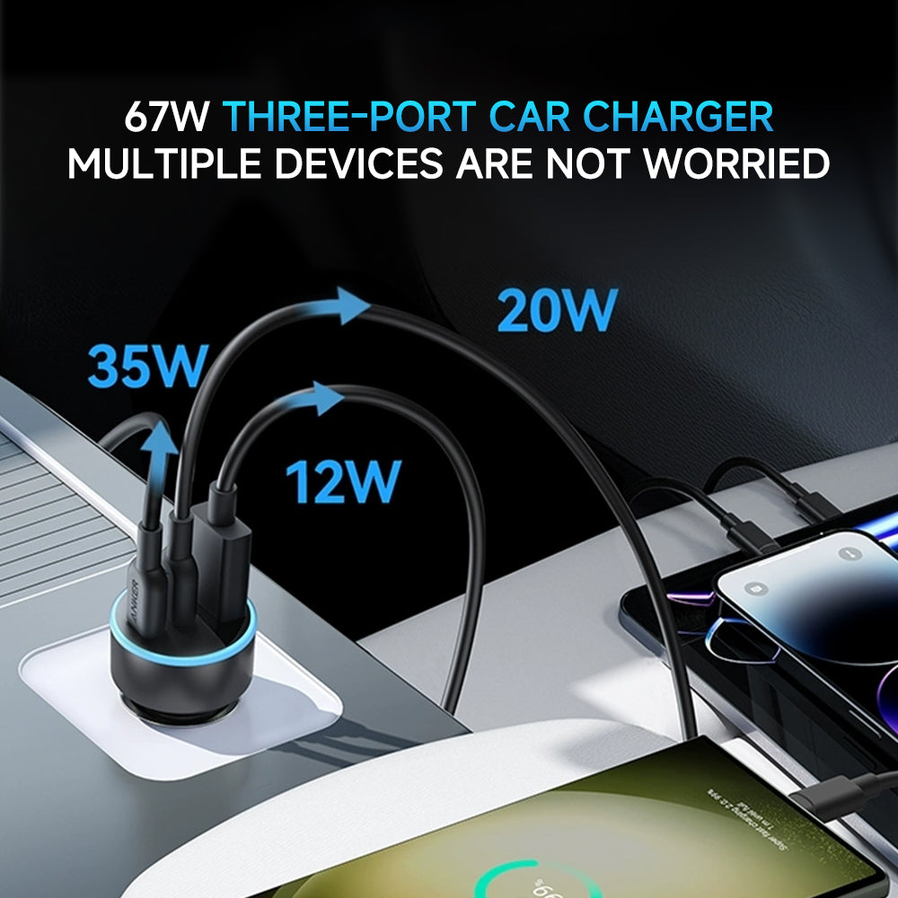 Anker 335 67W Triple-Port High-Speed Car Charger