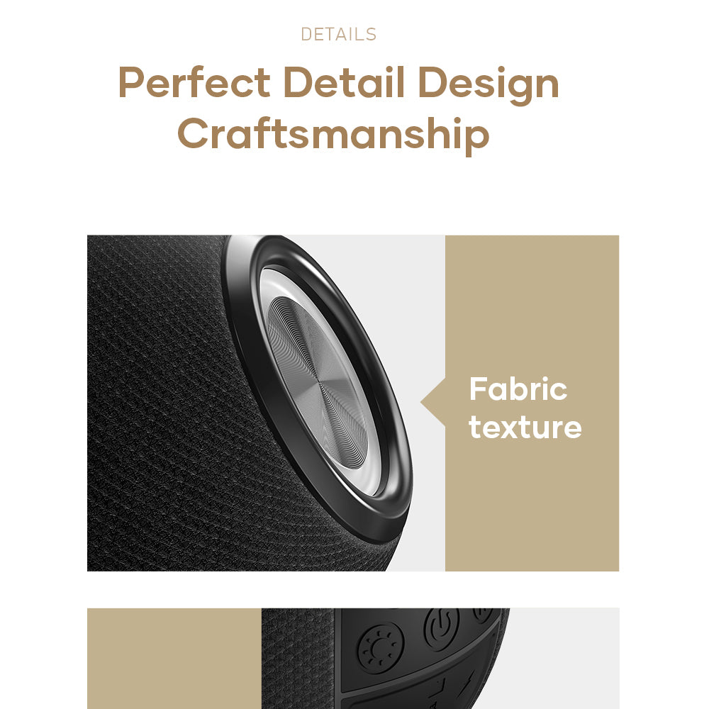 ROCK S55 Fabric Art Portable Bluetooth Speaker l Hi-Fi Stereo Sound with RGB Lights