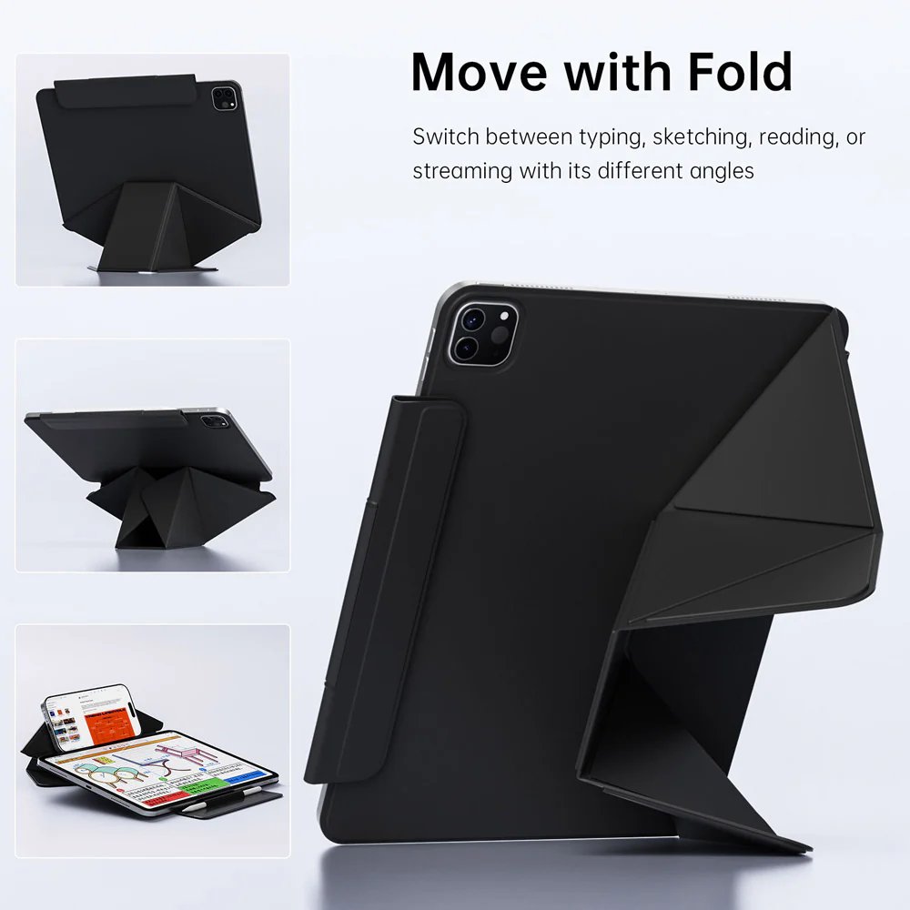 Anti-Bend Magnetic iPad Case | Detachable Y-Fold Stand and Pencil Cover