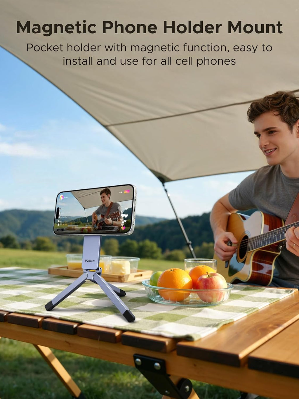 UGREEN Magnetic Phone Tripod Stand – MagSafe Desktop and Travel Holder
