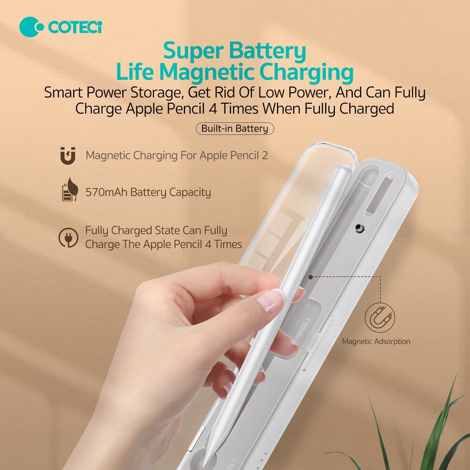COTECi 2-in-1 Wireless Charging Pencil Box | Protective Storage Organizer