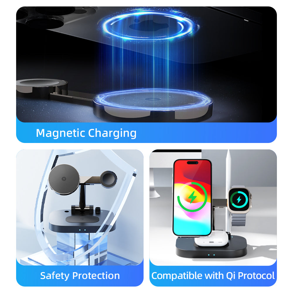 ROCK W52 Multifunctional 4-in-1 Foldable Wireless Charger Stand