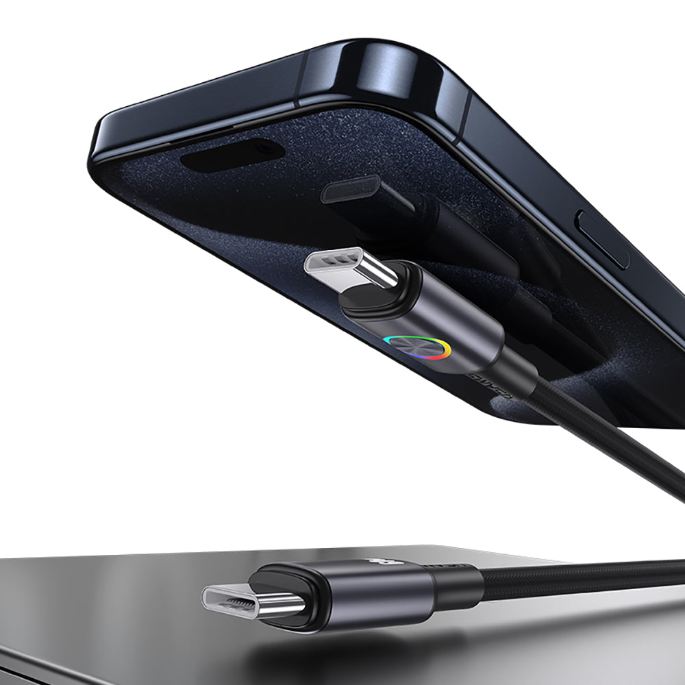 USAMS 60W Aluminum Alloy Data Cable with Colorful Light Type-C To Type-C