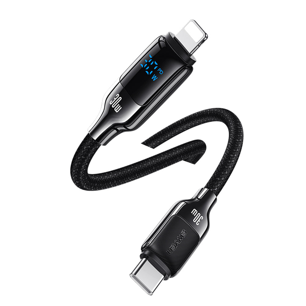 USAMS Type-C To Lightning 30W Digital Display Zinc Alloy Fast Charging Data Cable