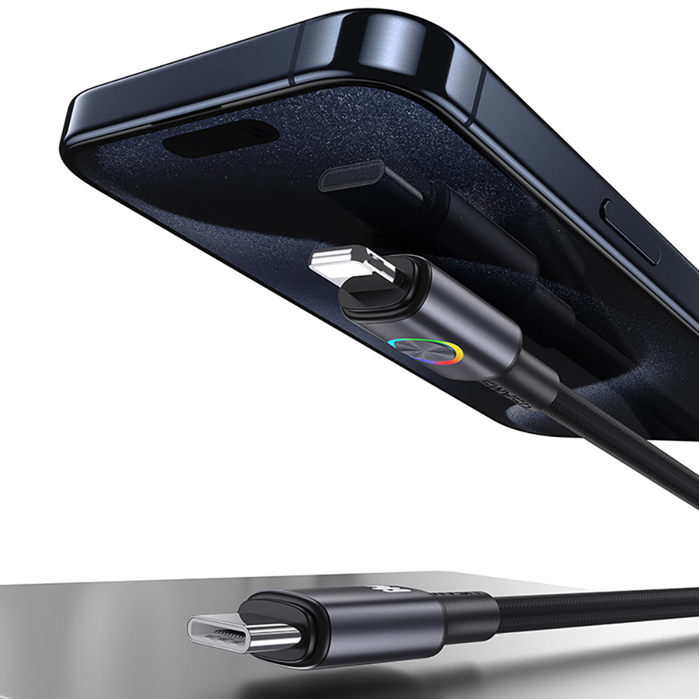 USAMS 30W Aluminum Alloy Data Cable With Colorful Light Type-C To Lightning