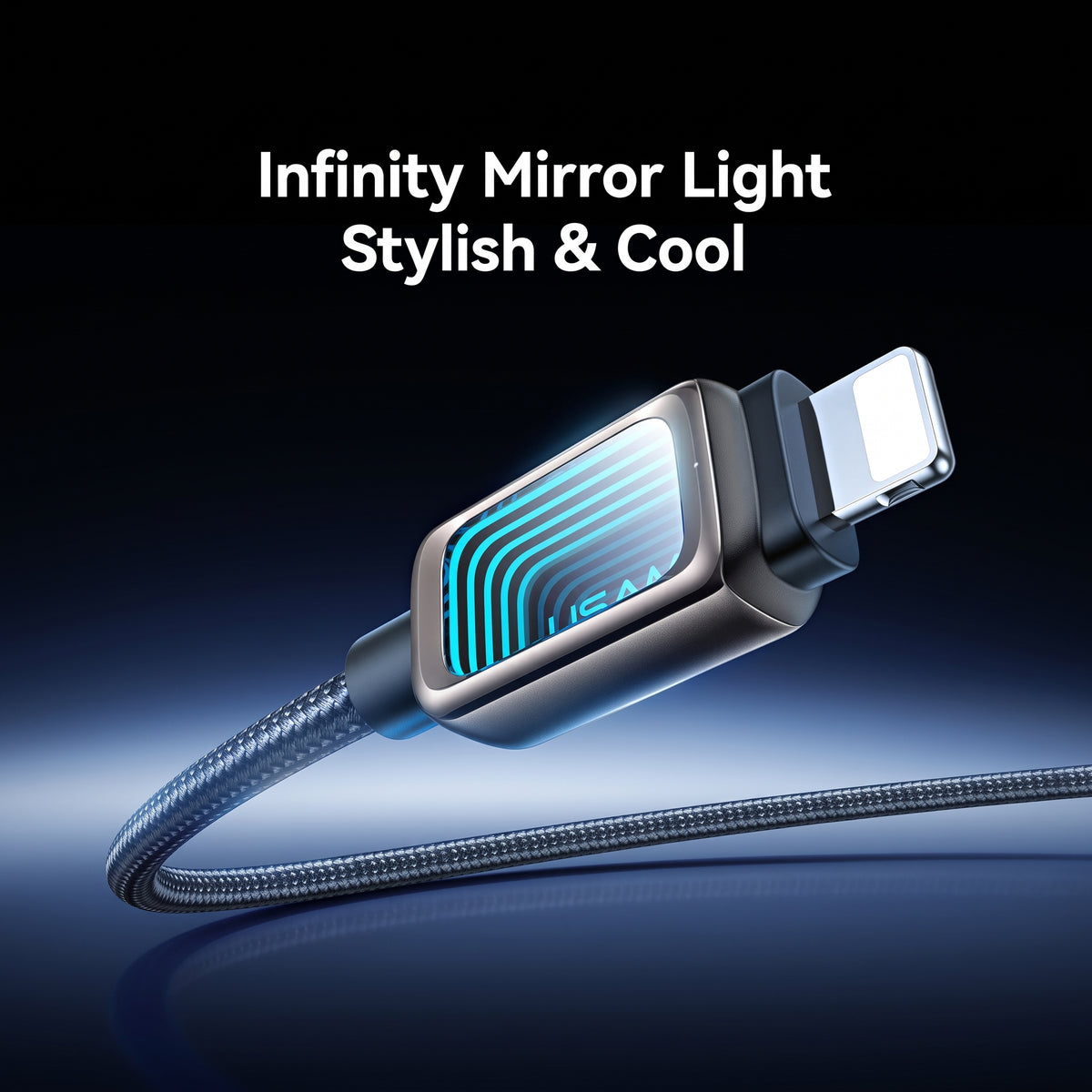 USAMS SJ819 U111 30W Type-C to Lightning Fast Charging Cable with Infinity Mirror LED Light (1.2m)