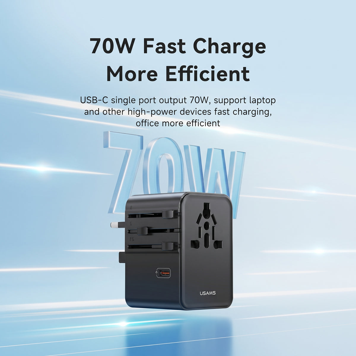 USAMS CC310 T68 70W Universal Travel Adapter (3x USB-C + 2x USB-A)