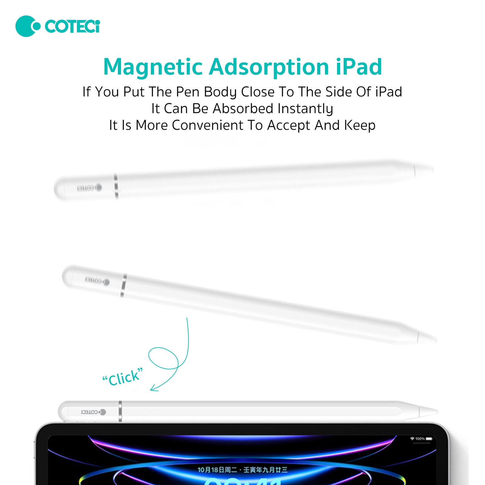 COTECi P4 3rd Gen Active Stylus Pen for iPad | Tilt Sensitivity and Palm Rejection