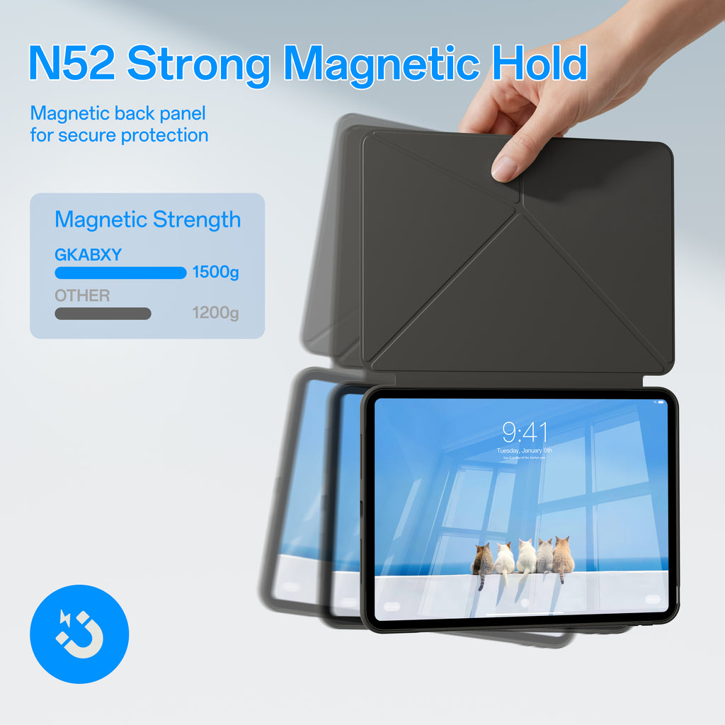 3-Piece Detachable Magnetic Case for iPad – Origami Stand Folio