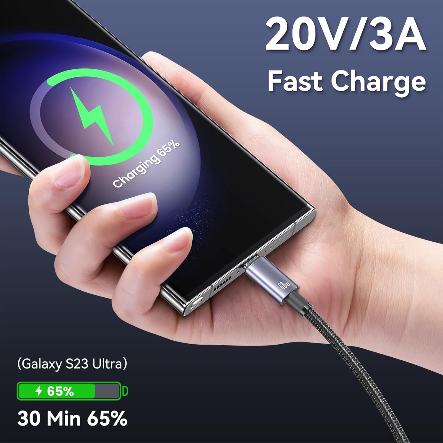 USAMS 72W 2-in-1 Aluminum Alloy Fast Charging Data Cable (Type-C to Dual Type-C)