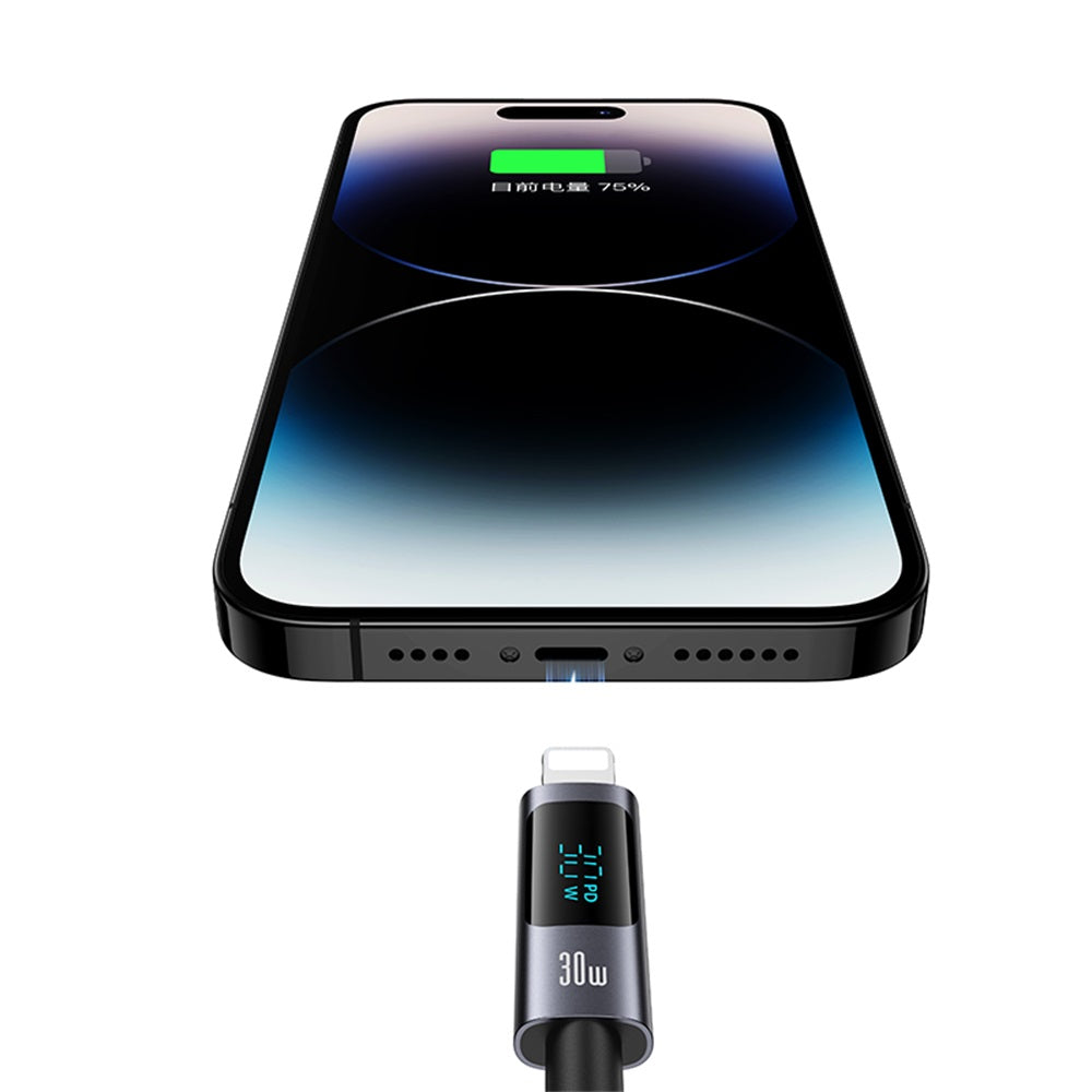 USAMS SJ672 Sufeng Series 30W USB-C to Lightning Fast Charging Digital Display Cable (1.2m)