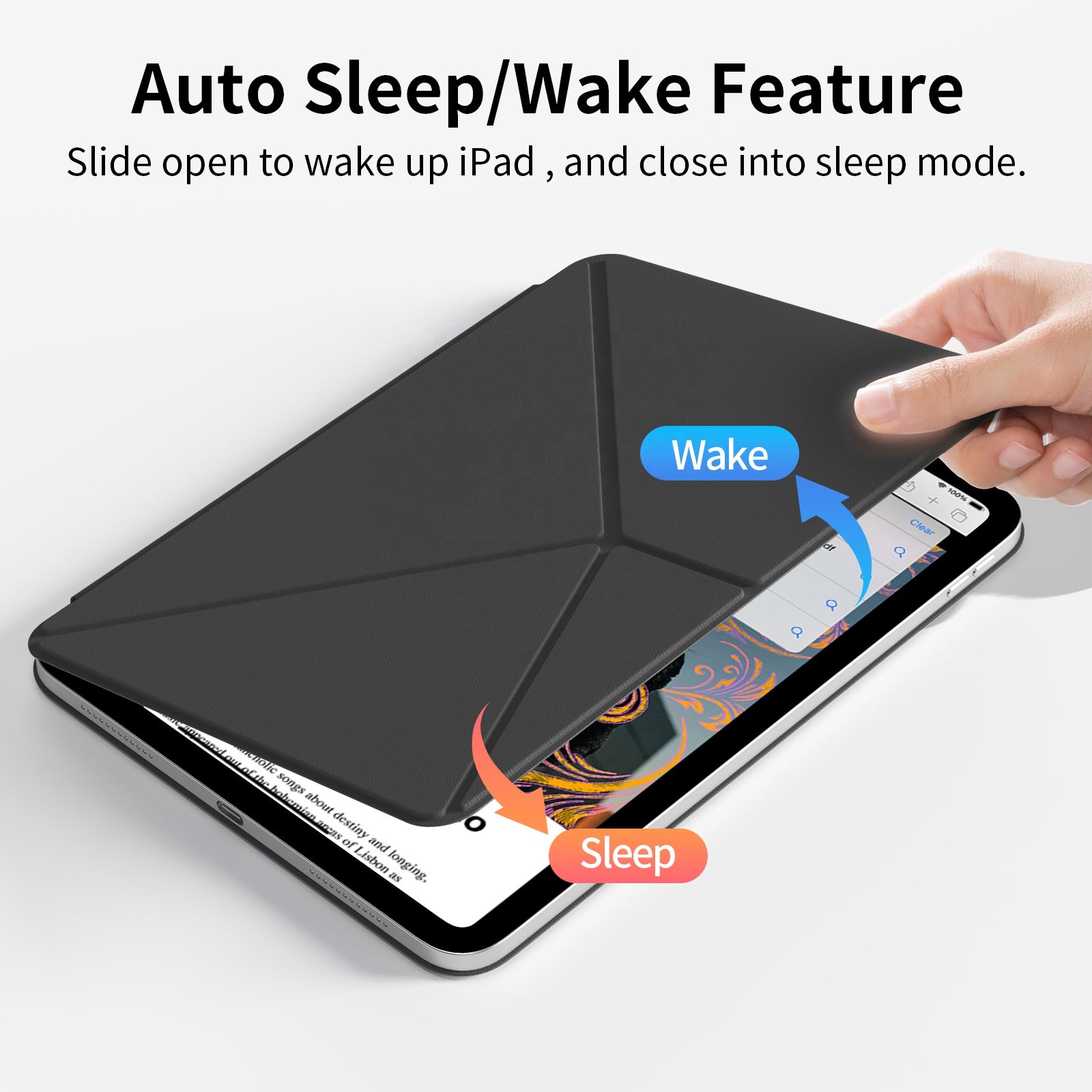 Origami Magnetic Folio Case for iPad - Slim Multi-Angle Stand with Auto Sleep/Wake