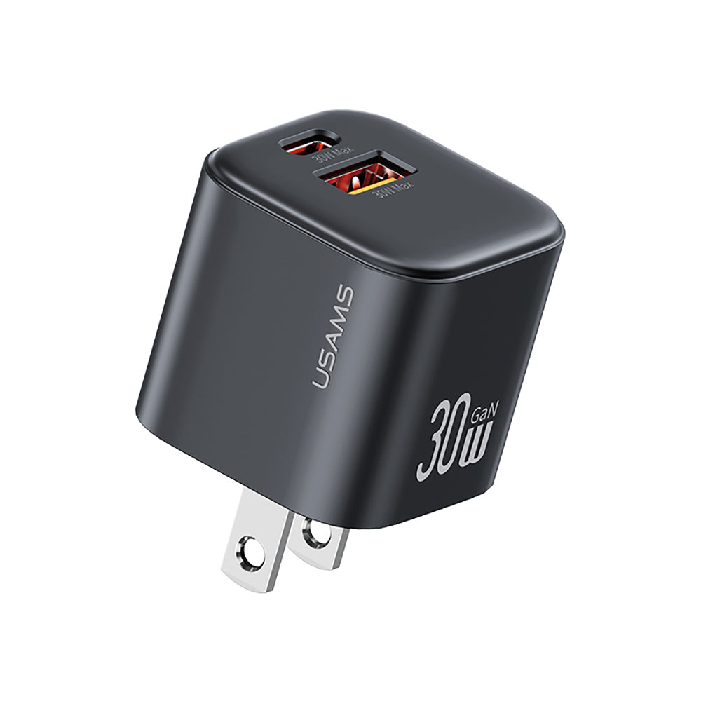 USAMS CC270 30W GaN Mini Fast Charger l Compact Dual-Port Adapter