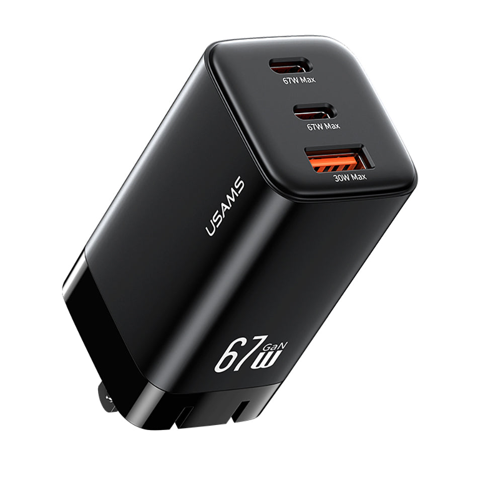 USAMS CC272 67W GaN 3-Port Fast Wall Charger (2x USB-C + USB-A)