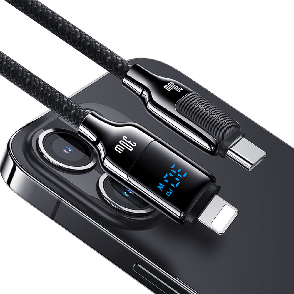 USAMS Type-C To Lightning 30W Digital Display Zinc Alloy Fast Charging Data Cable