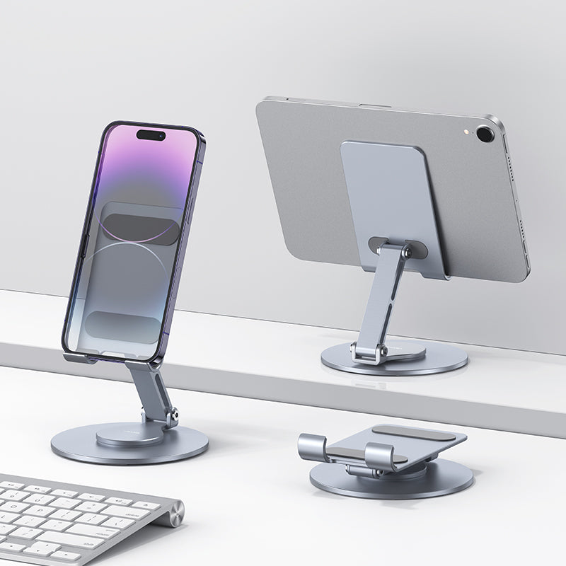 USAMS Aluminum Alloy 360° Rotating Foldable Desktop Stand for Phones/Tablets