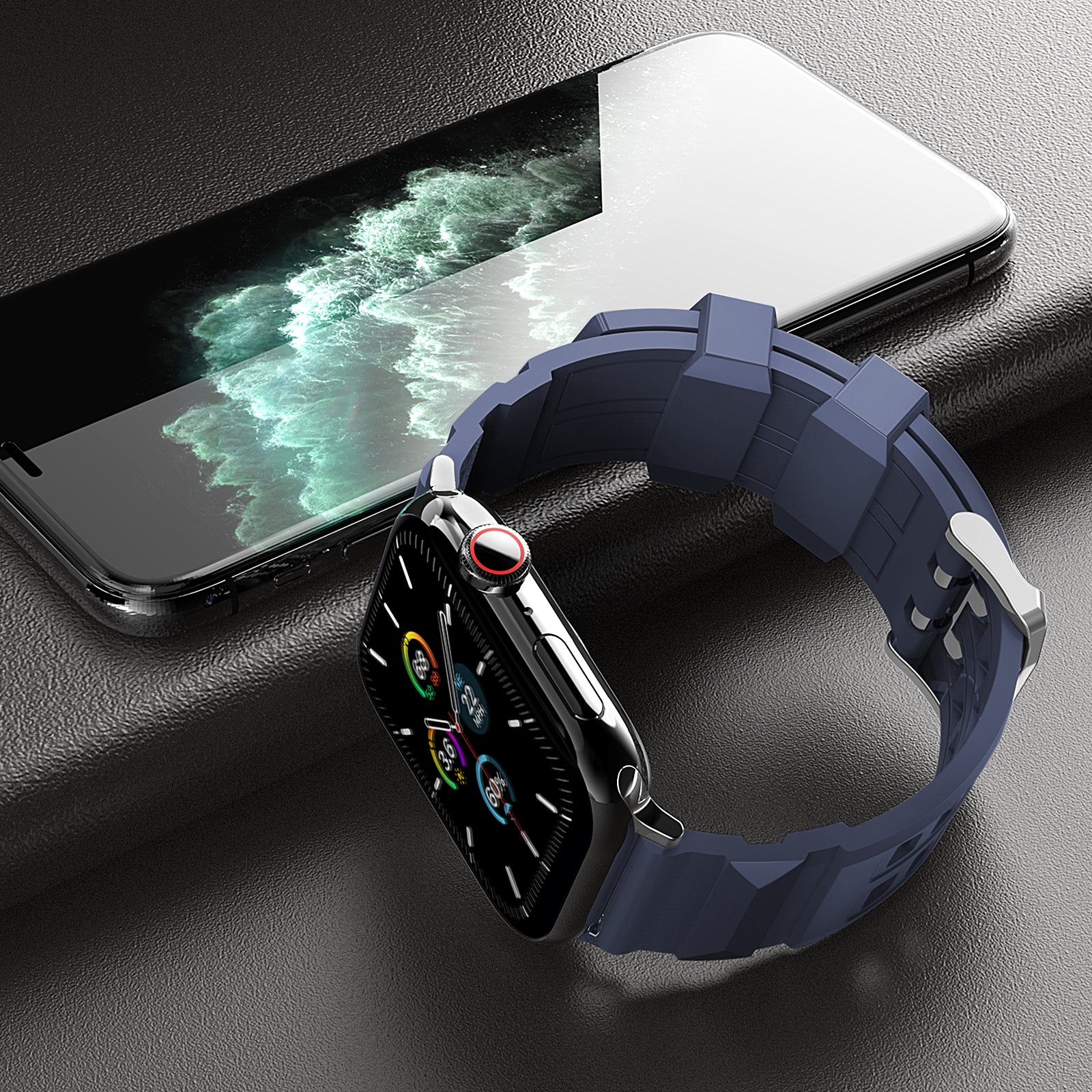 Rugged Sport Band for Apple Watch l Breathable Silicone Replacement Strap