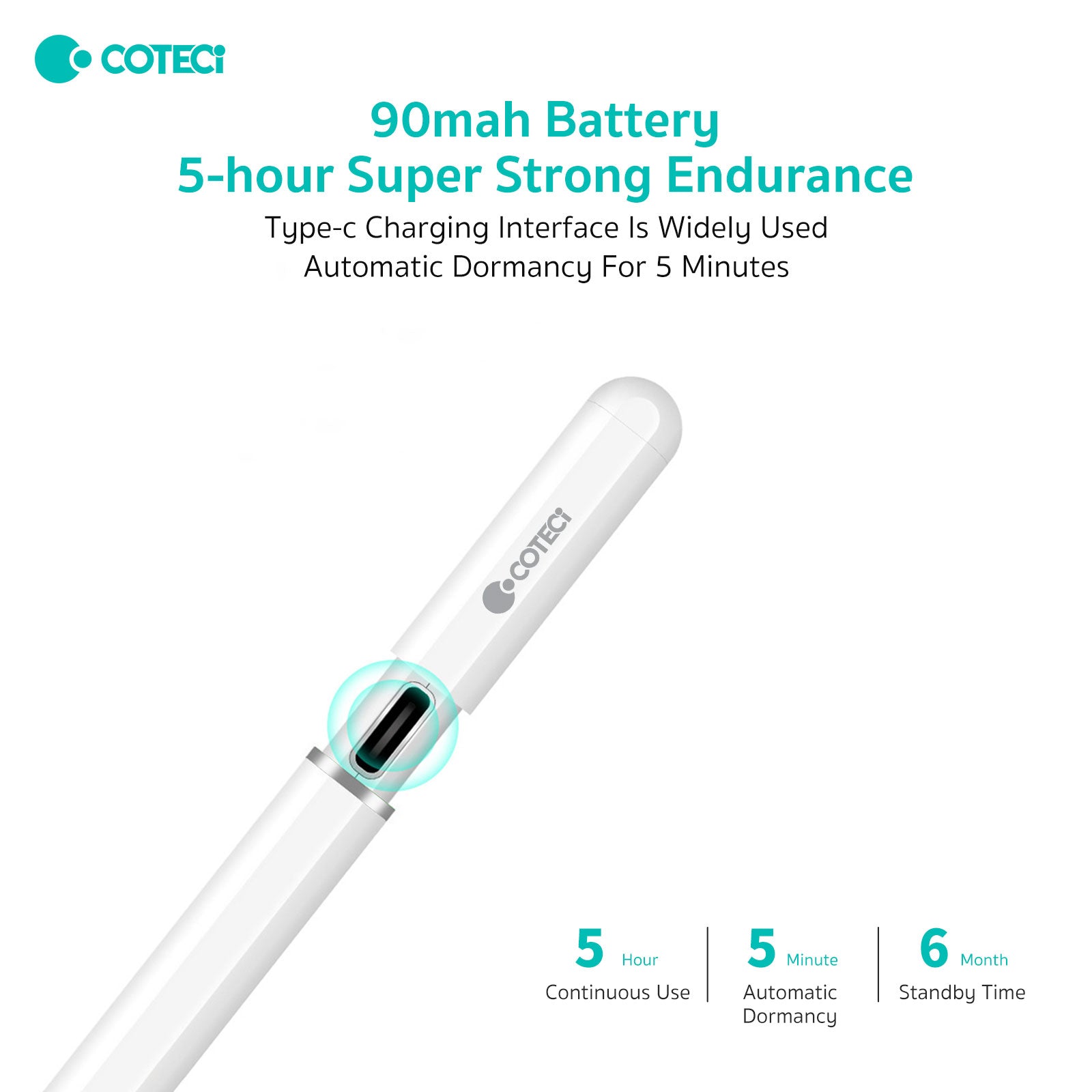 COTECi P4 3rd Gen Active Stylus Pen for iPad | Tilt Sensitivity and Palm Rejection