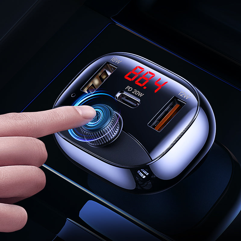 USAMS C25 50W 3-Port Fast Car Charger l Bluetooth 5.0 FM Transmitter