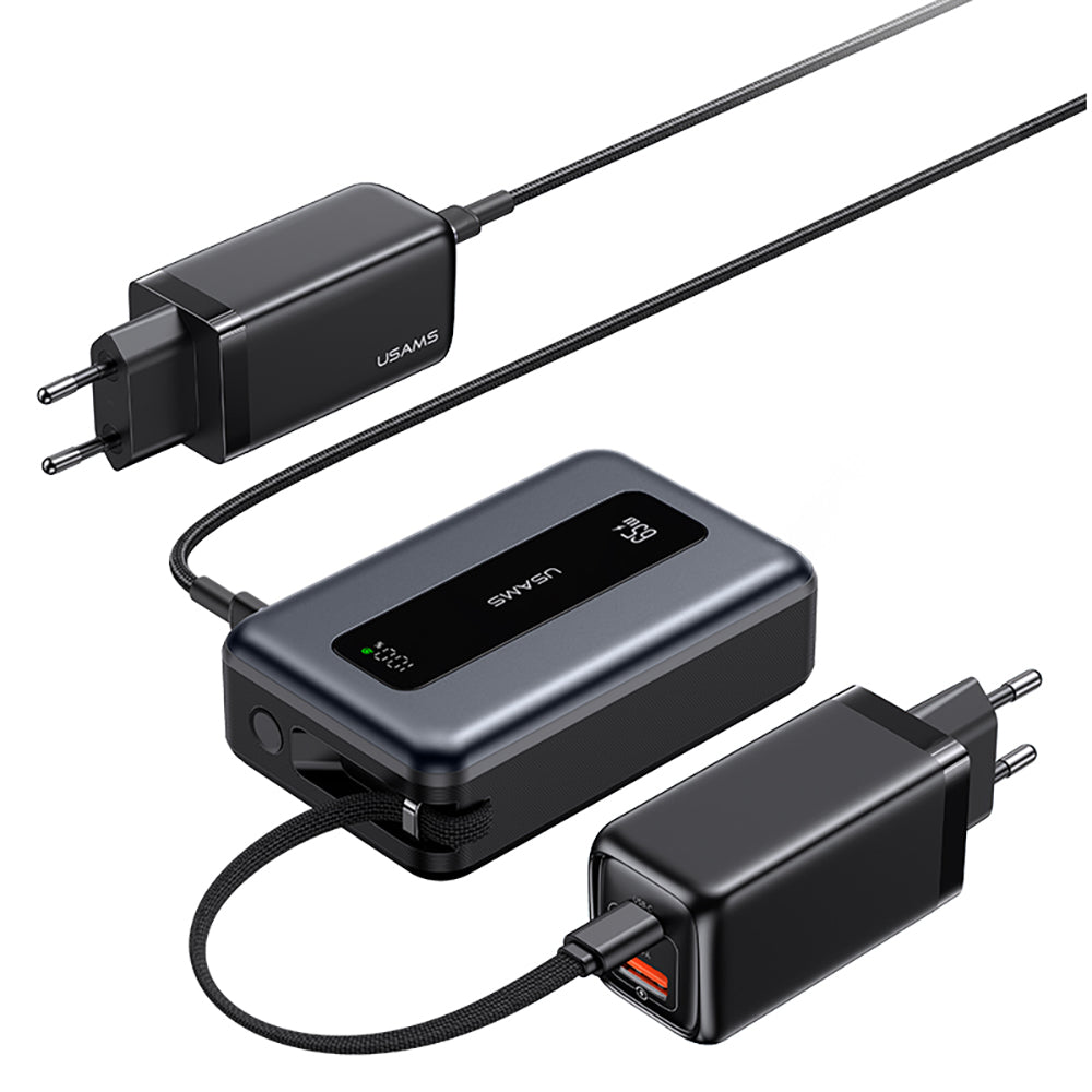 USAMS 65W Fast Charging Digital Display Power Bank with Type-C Cable 20000mAh