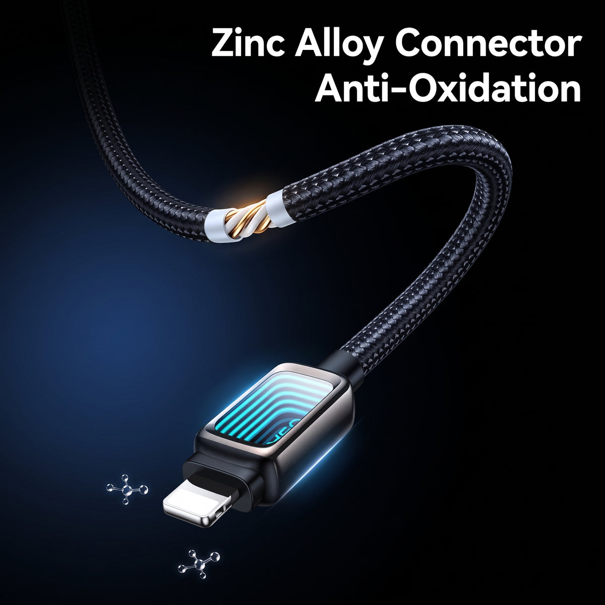 USAMS SJ819 U111 30W Type-C to Lightning Fast Charging Cable with Infinity Mirror LED Light (1.2m)
