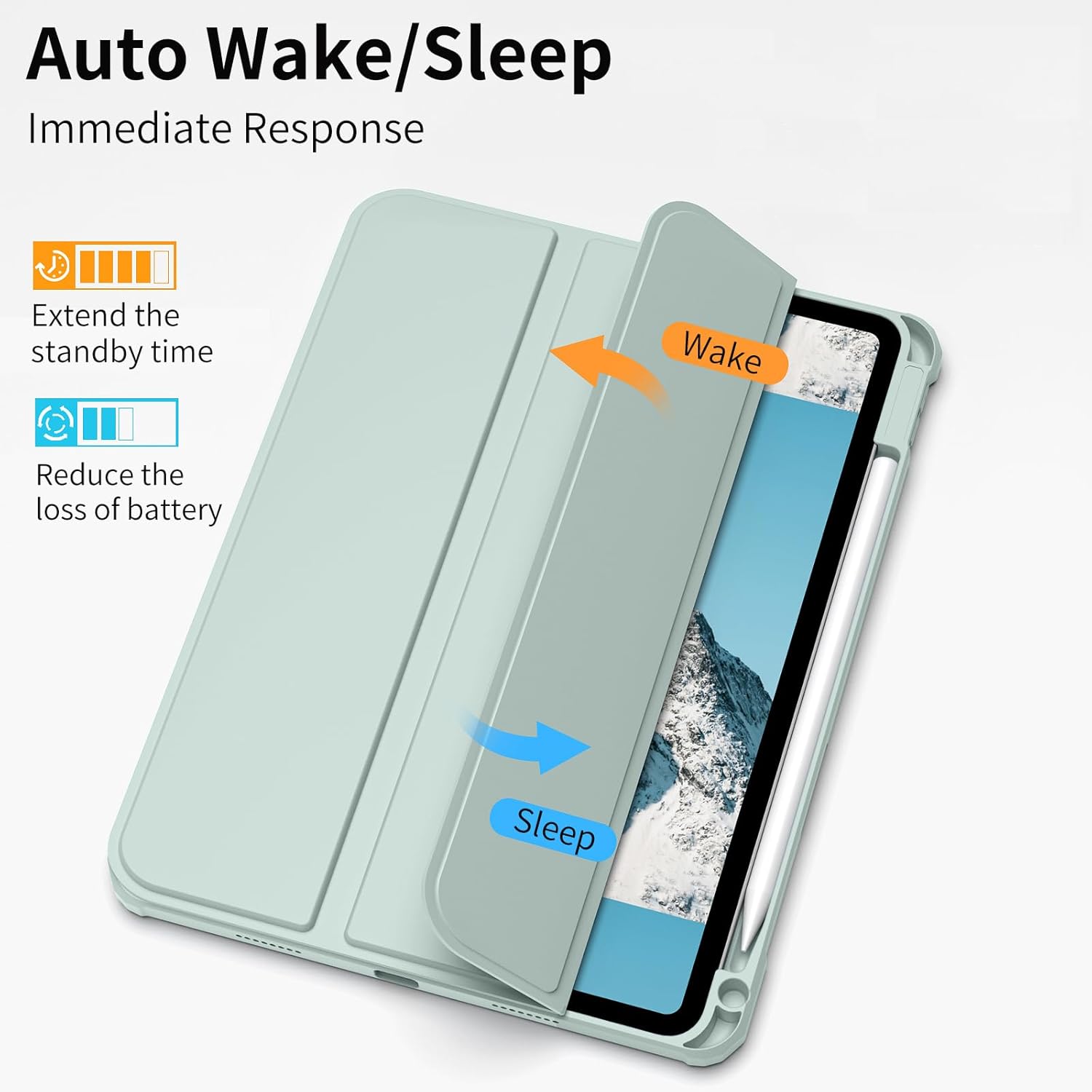 Crystal Hybrid Trifold Case with Built-in Pencil Holder