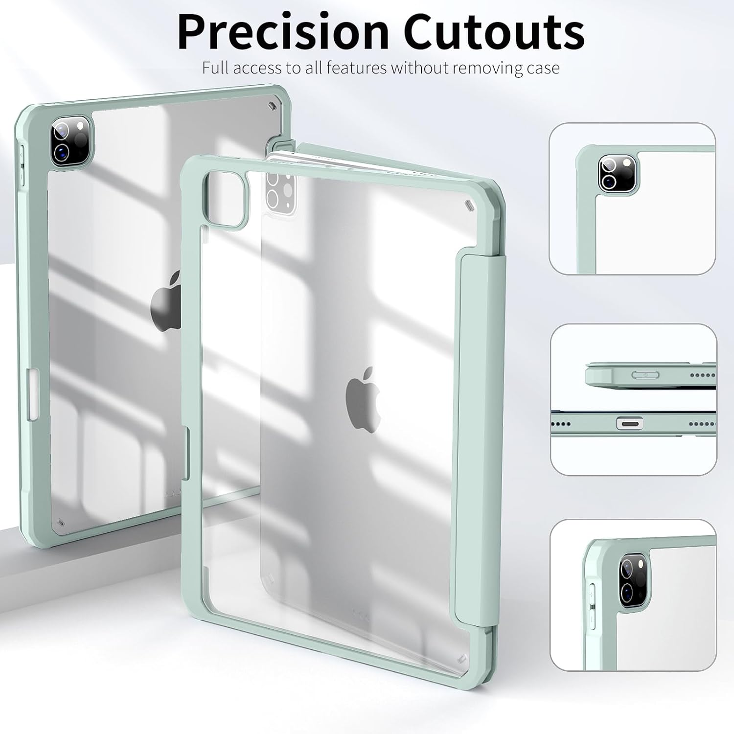 Crystal Hybrid Trifold Case with Built-in Pencil Holder