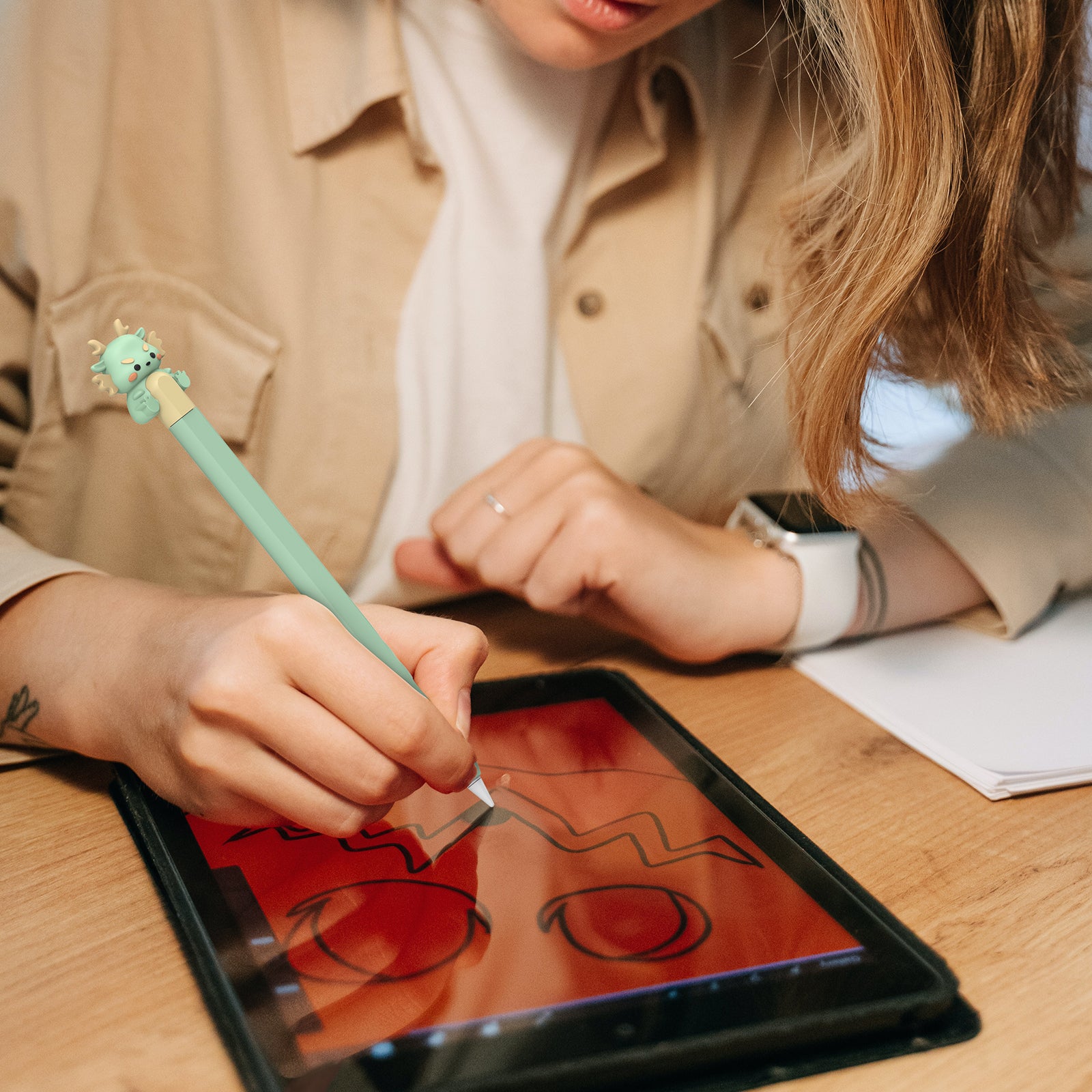 Cute Cartoon Dragon Silicone Case for Apple Pencil Pro 2nd Generation