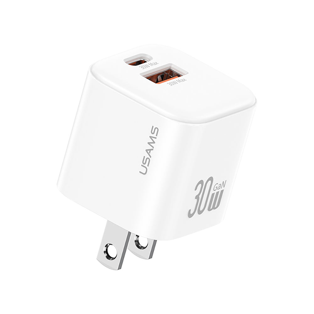 USAMS CC270 30W GaN Mini Fast Charger l Compact Dual-Port Adapter