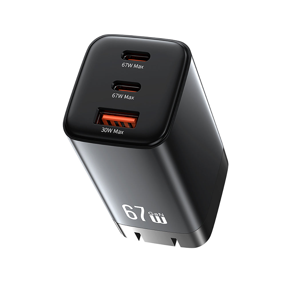 USAMS CC272 67W GaN 3-Port Fast Wall Charger (2x USB-C + USB-A)
