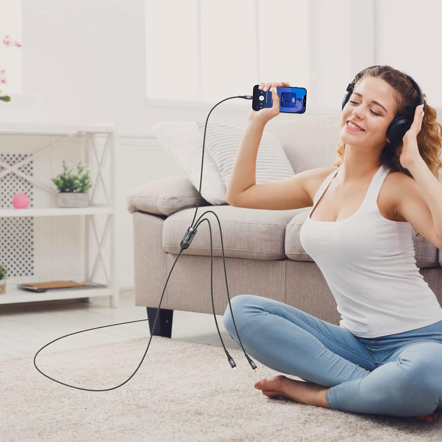 USAMS U83 66W 3-in-1 Transparent Digital Display Fast Charging Cable