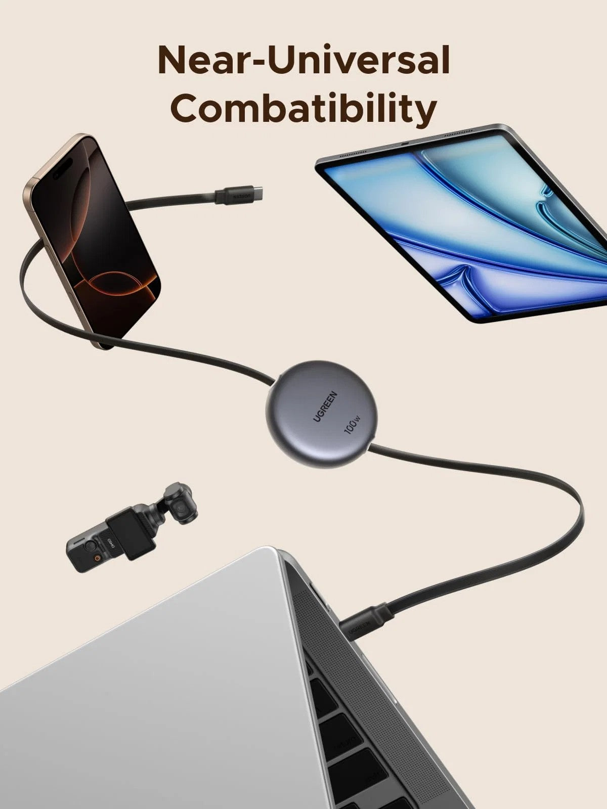 UGREEN Nexode Retractable USB-C to USB-C 100W Fast Charging Cable
