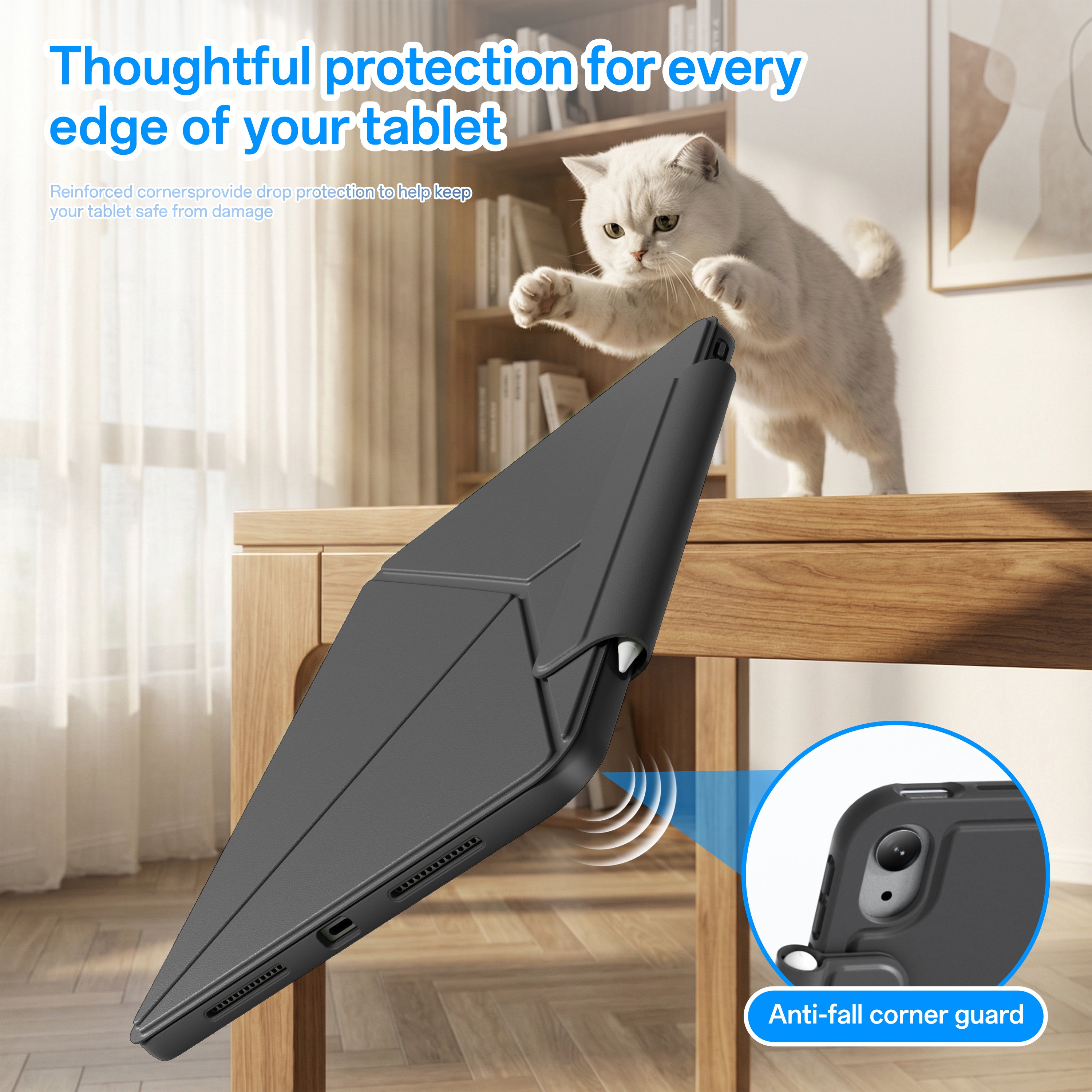 3-Piece Detachable Magnetic Case for iPad – Origami Stand Folio