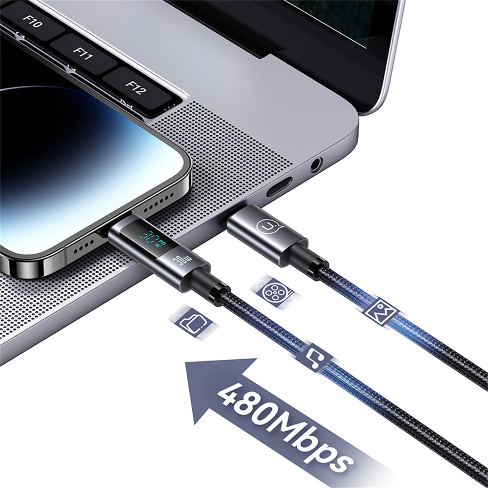 USAMS SJ672 Sufeng Series 30W USB-C to Lightning Fast Charging Digital Display Cable (1.2m)