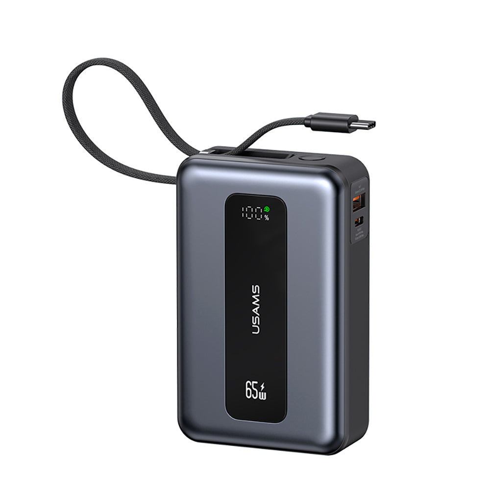 USAMS 65W Fast Charging Digital Display Power Bank with Type-C Cable 20000mAh