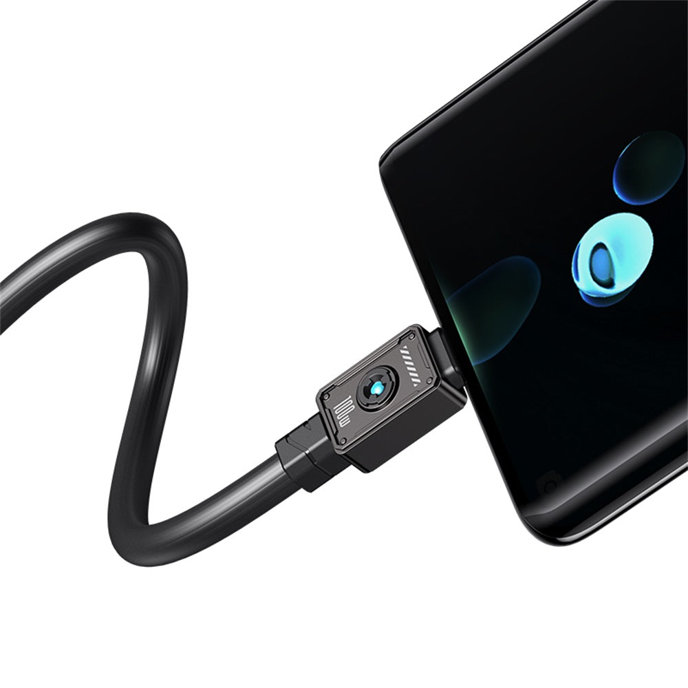 USAMS SJ684 100W USB-C to USB-C Zinc Alloy Fast Charging Data Cable with LED Light (1.2m)