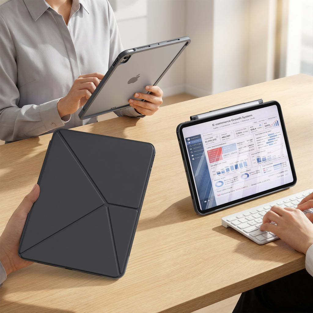 3-Piece Detachable Magnetic Case for iPad – Origami Stand Folio