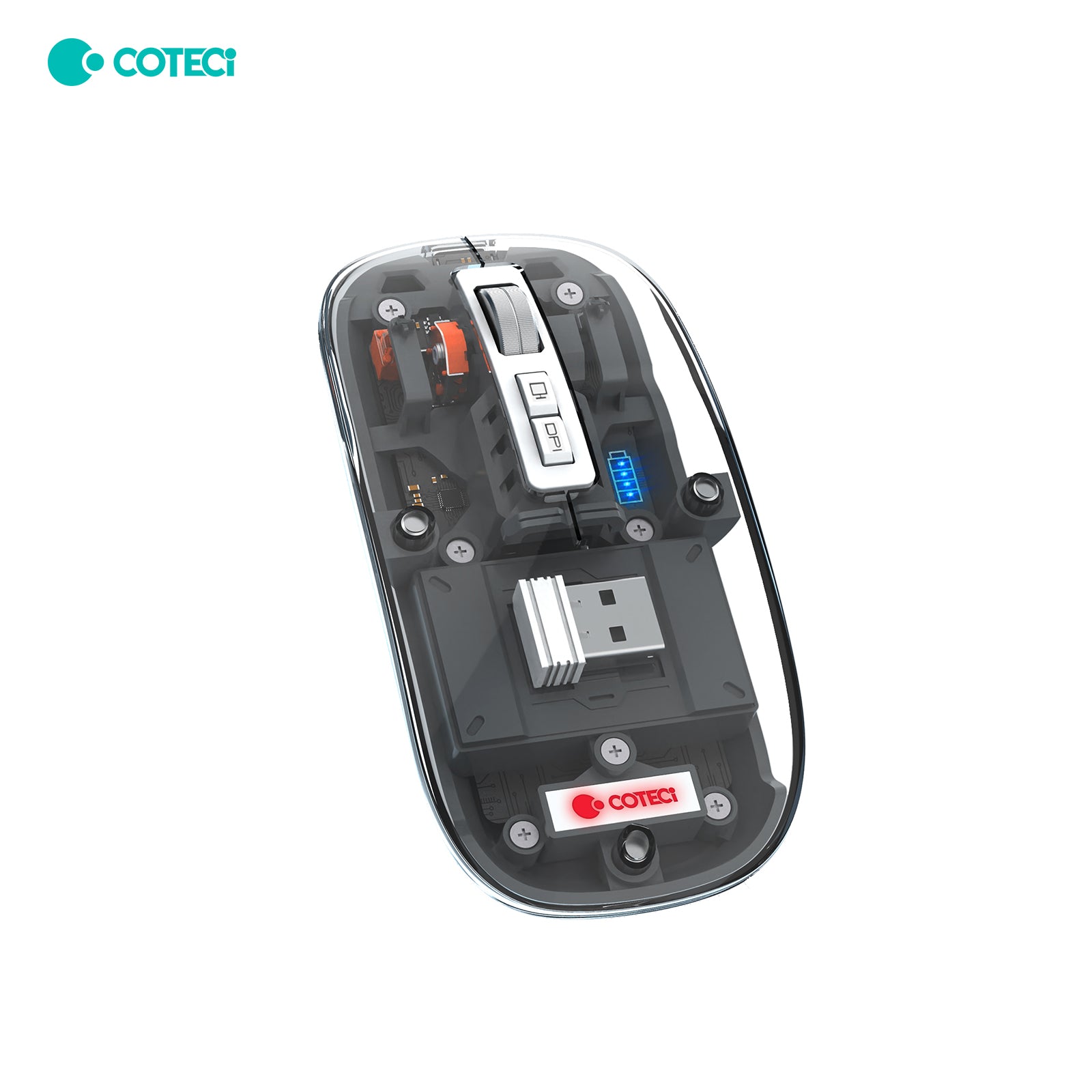 COTECi Magic Crystal Mouse II | Transparent Wireless Three-Mode Mouse