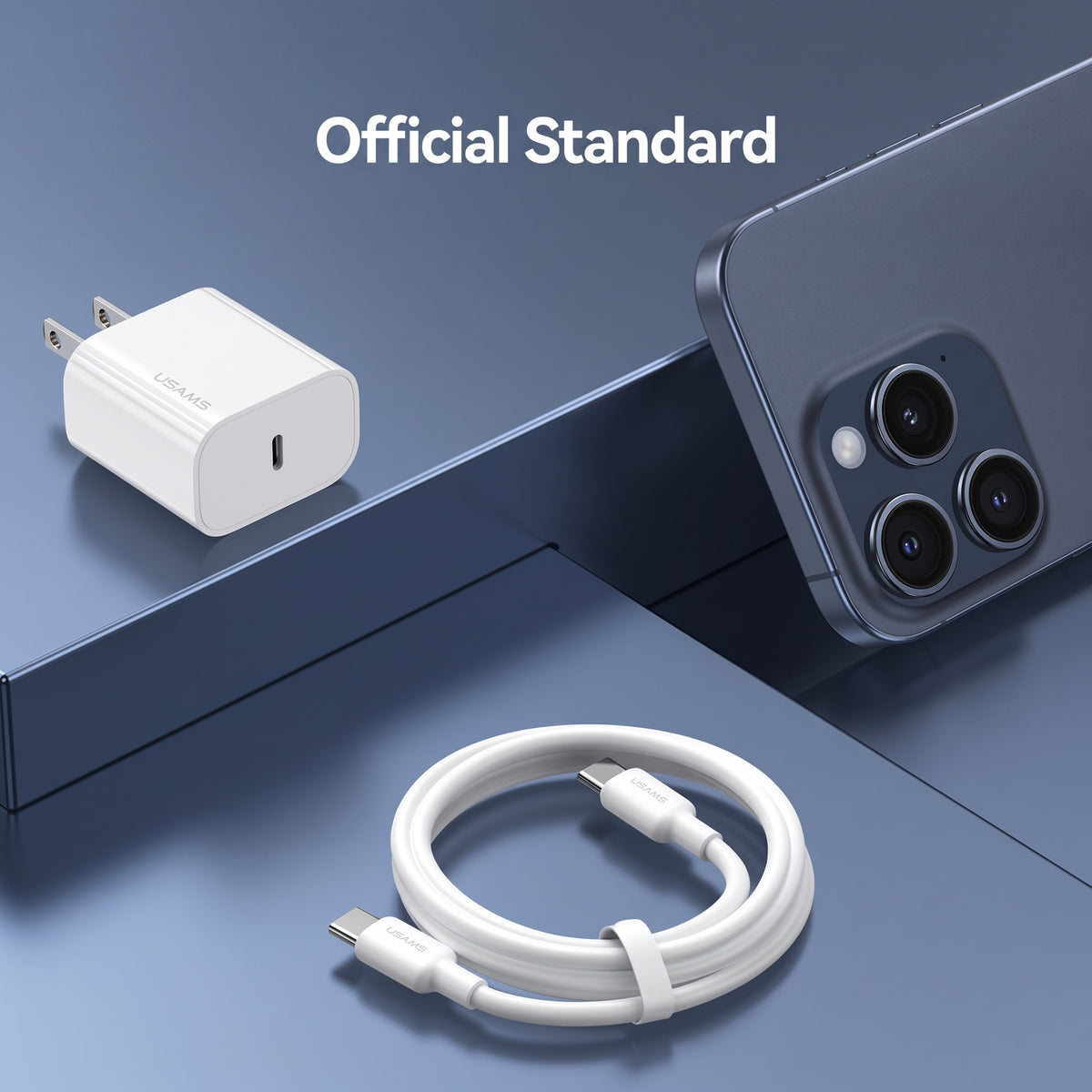 USAMS Yi Series 20W PD Fast Wall Charger Kit with Type-C to Type-C Cable (US Plug)